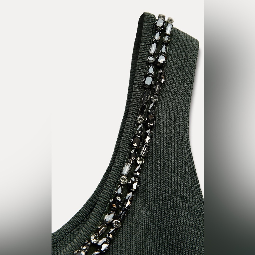 ZARA Embellished Gray Mini Dress - Picture 4 of 7